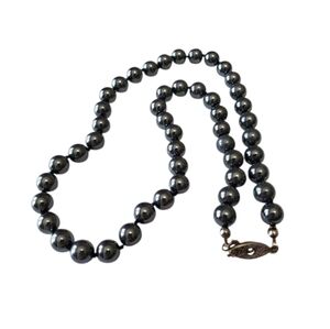 Vintage Haematite Grey Beads Necklace